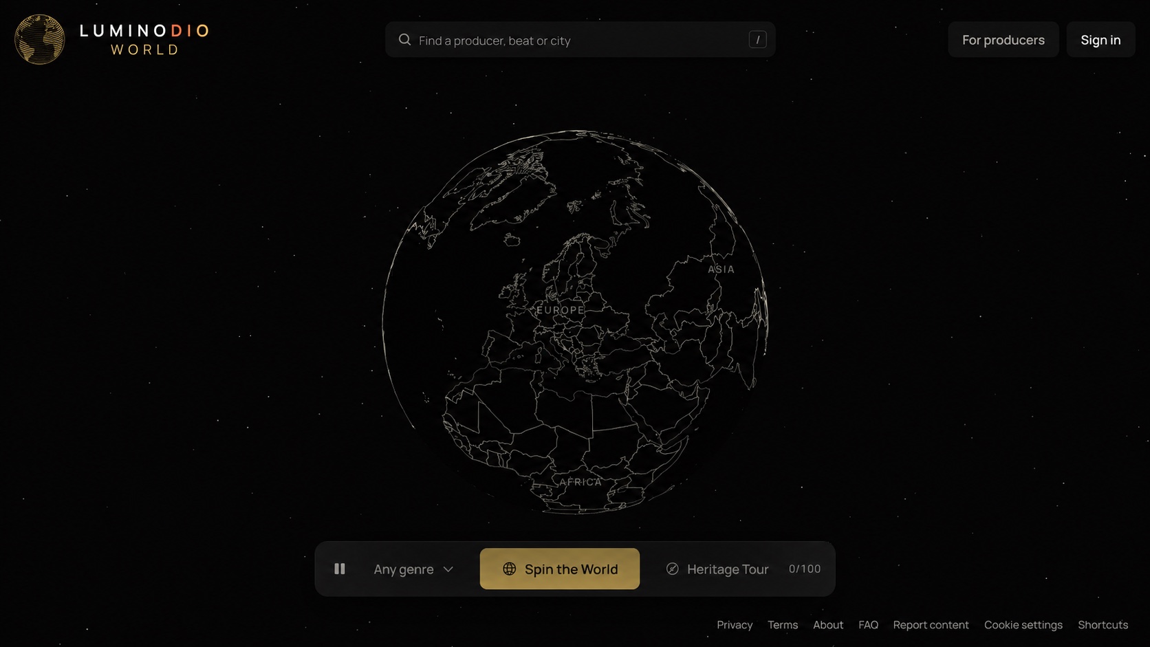 Luminodio World interactive globe interface